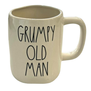 Rae Dunn Grumpy Old Man White Ceramic Mug Coffee Cup Magenta #202